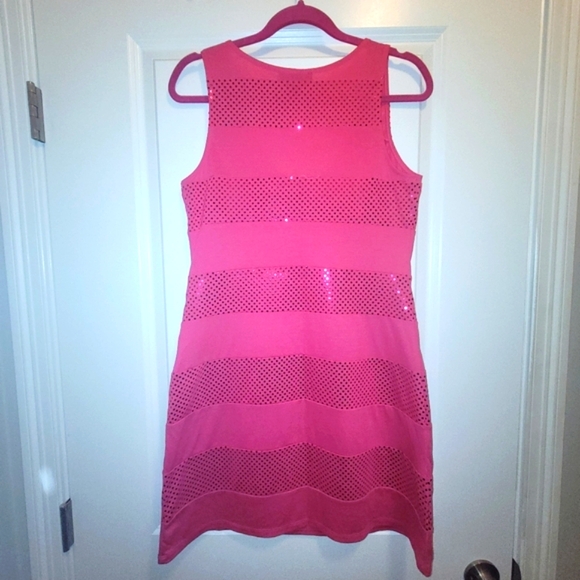 2007 Vintage Express Hot Pink Sequin Mini Dress - Picture 2 of 6